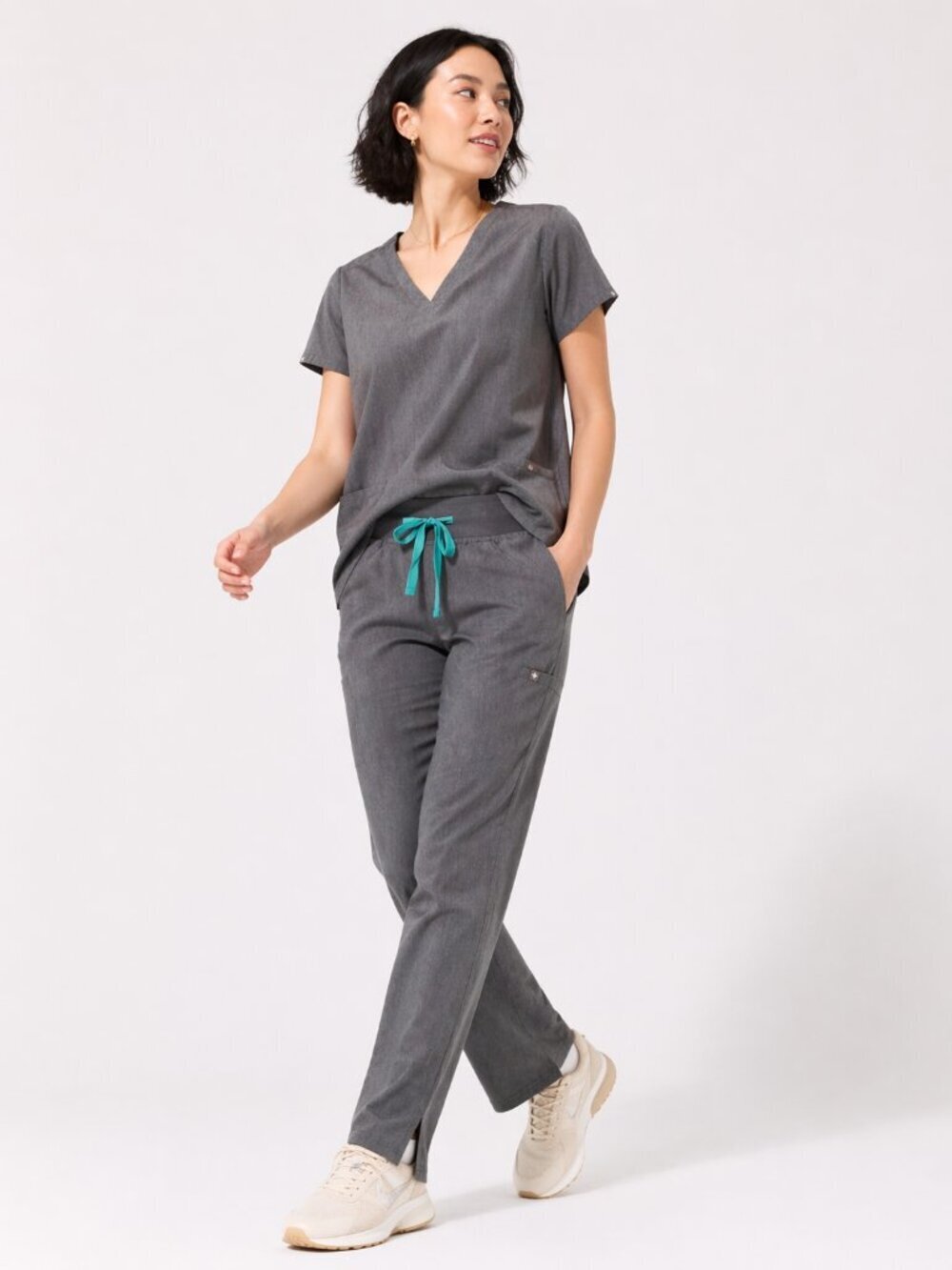 FIGS Set Scrubs Top & Straight Leg Pants Gray XXS